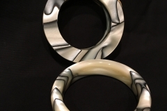 Pearl & Black Acrylic Bracelet showing blank & finished bracelet