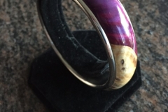 Purple Resin & Maple Burl Bangle Bracelet