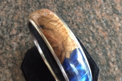 Blue Resins & Boxwood Burl Bangle Bracelet