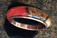 Deep Red Resin & Dark Wood Burl Bangle Bracelet