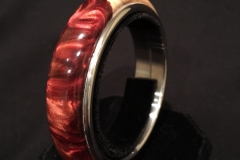 Burnt Reds & Maple Burl Bangle Bracelet